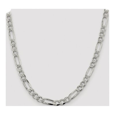 Sterling Silver 7.25mm Pave Flat Figaro Chain – view 4