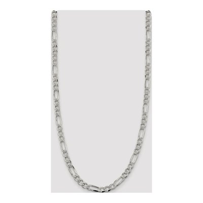 Sterling Silver 7.25mm Pave Flat Figaro Chain – view 4