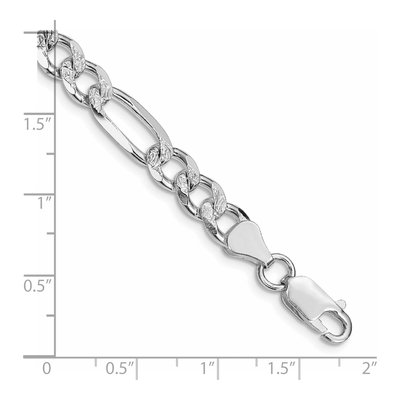 Sterling Silver 7.25mm Pave Flat Figaro Chain Bracelet – view 3