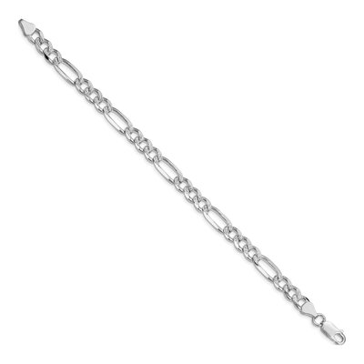 Sterling Silver 7.25mm Pave Flat Figaro Chain Anklet – view 2