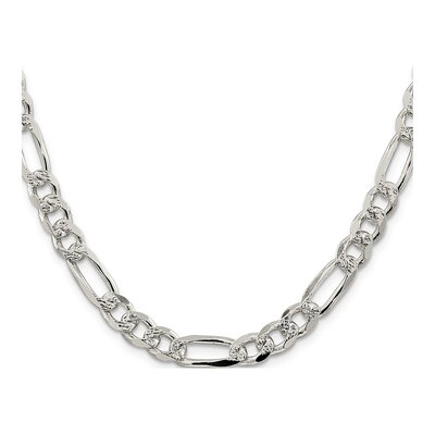 Sterling Silver 8mm Pave Flat Figaro Chain – view 2