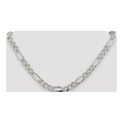 Sterling Silver 8mm Pave Flat Figaro Chain – view 4