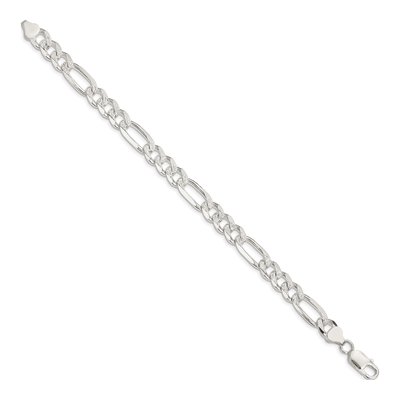 Sterling Silver 8mm Pave Flat Figaro Chain Bracelet – view 2