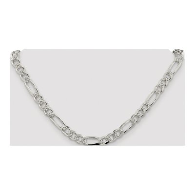 Sterling Silver 8mm Pave Flat Figaro Chain – view 4