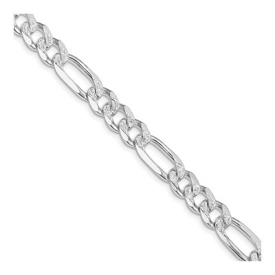Sterling Silver 8mm Pave Flat Figaro Chain