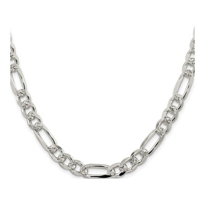 Sterling Silver 8mm Pave Flat Figaro Chain – view 2