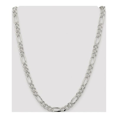 Sterling Silver 8mm Pave Flat Figaro Chain – view 4