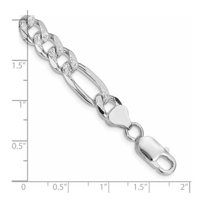 Sterling Silver 8mm Pave Flat Figaro Chain Bracelet – view 3