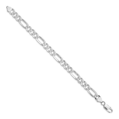 Sterling Silver 8mm Pave Flat Figaro Chain Anklet – view 2