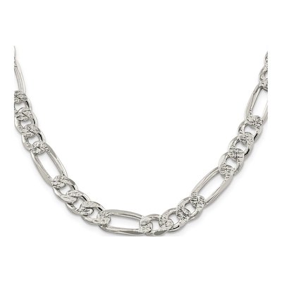 Sterling Silver 9.5mm Pave Flat Figaro Chain – view 2