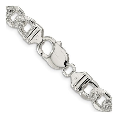 Sterling Silver 9.5mm Pave Flat Figaro Chain – view 3