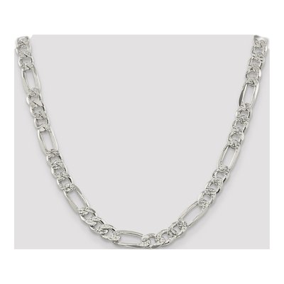Sterling Silver 9.5mm Pave Flat Figaro Chain – view 4