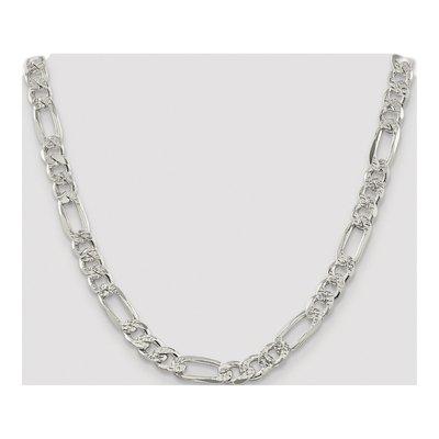Sterling Silver 9.5mm Pave Flat Figaro Chain – view 4
