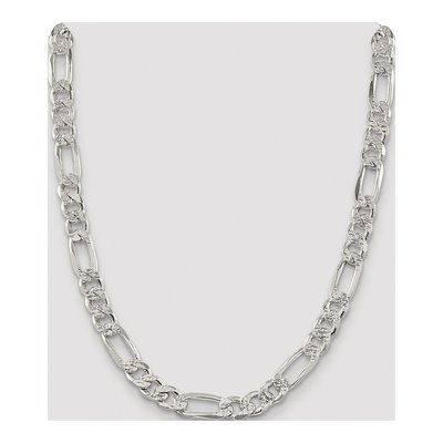 Sterling Silver 9.5mm Pave Flat Figaro Chain – view 4