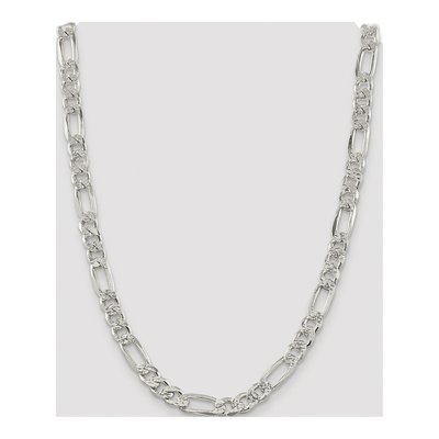 Sterling Silver 9.5mm 24-Inch Flat Figaro Chain – view 4