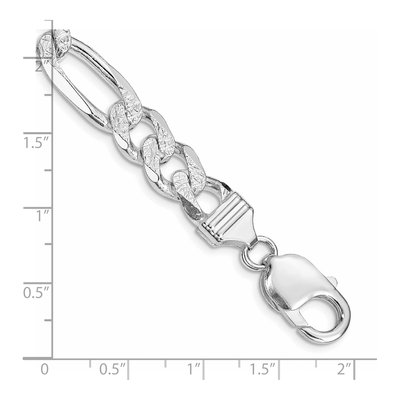 Sterling Silver 9.5mm Pave Flat Figaro Chain Bracelet – view 2