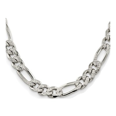 Sterling Silver 10.5mm Pave Flat Figaro Chain – view 2