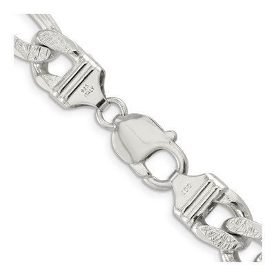 Sterling Silver 10.5mm Pave Flat Figaro Chain – view 3
