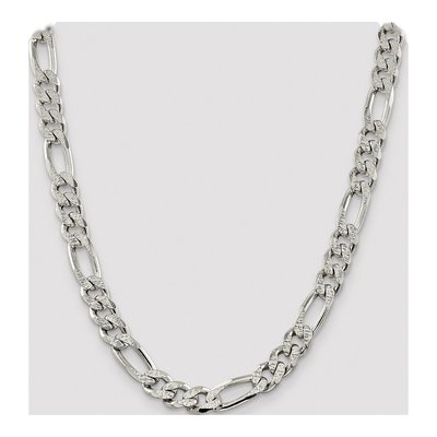 Sterling Silver 10.5mm Pave Flat Figaro Chain – view 4