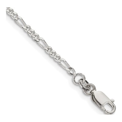 Sterling Silver 2.25mm Figaro Chain Bracelet