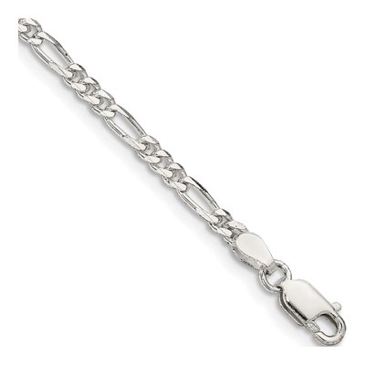 Sterling Silver 2.85mm Figaro Chain Bracelet