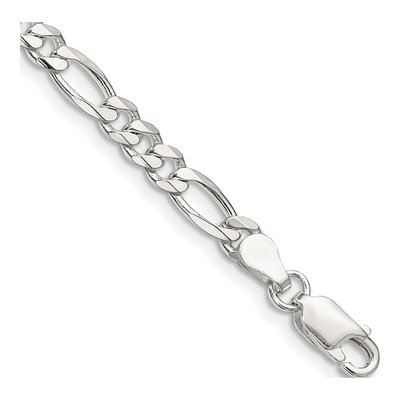 Sterling Silver 4.5mm Figaro Chain Bracelet