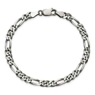 Sterling Silver 5.5mm Antiqued Figaro Chain Bracelet – view 3