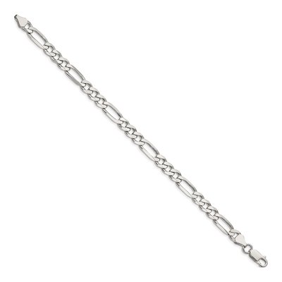 Sterling Silver 6.75mm Figaro Chain Bracelet – view 2