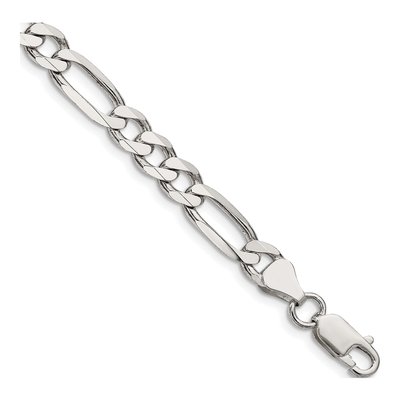 Sterling Silver 6.75mm Figaro Chain Bracelet