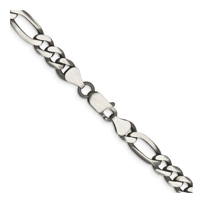 Sterling Silver 6.5mm Antiqued Figaro Chain – view 3
