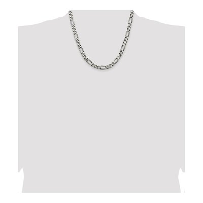 Sterling Silver 6.5mm Antiqued Figaro Chain – view 4