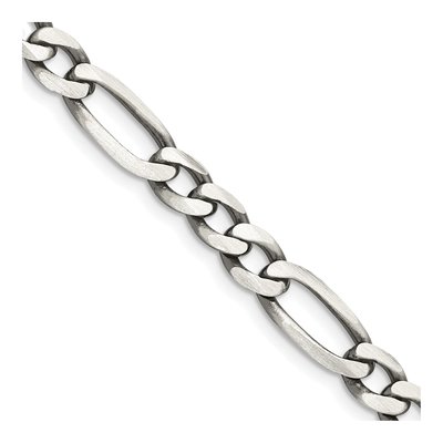 Sterling Silver 6.5mm Antiqued Figaro Chain