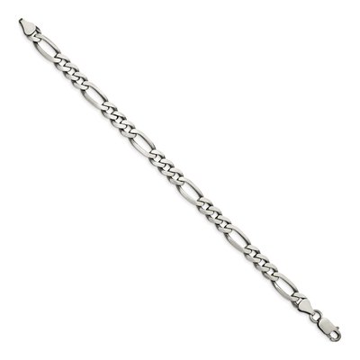 Sterling Silver 6.5mm Antiqued Figaro Chain Bracelet – view 2