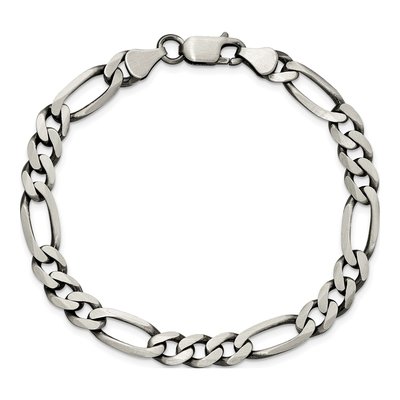 Sterling Silver 6.5mm Antiqued Figaro Chain Bracelet – view 3
