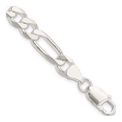 Sterling Silver 7.5mm Figaro Chain Anklet