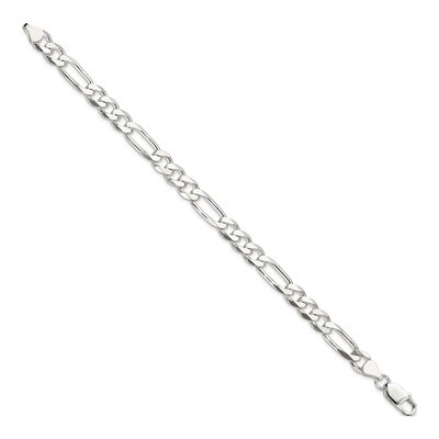 Sterling Silver 7.5mm Figaro Chain Bracelet – view 2