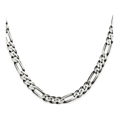 Sterling Silver 7.5mm Antiqued Figaro Chain – view 2