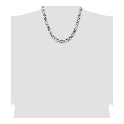 Sterling Silver 7.5mm Antiqued Figaro Chain – view 4