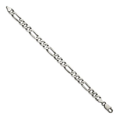 Sterling Silver 7.5mm Antiqued Figaro Chain Bracelet – view 2