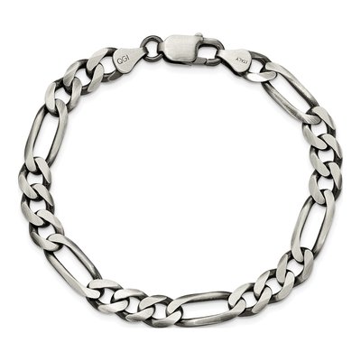 Sterling Silver 7.5mm Antiqued Figaro Chain Bracelet – view 3