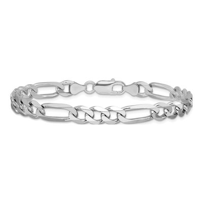 Sterling Silver 7.5mm Figaro Chain Bracelet – view 3