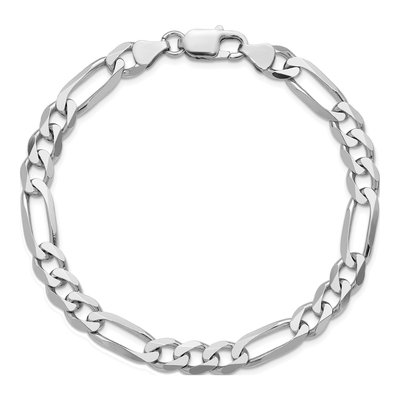 Sterling Silver 7.5mm Figaro Chain Bracelet – view 4