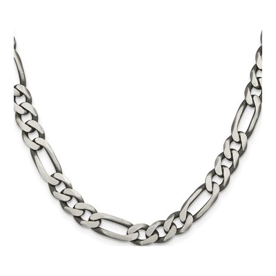 Sterling Silver 7.75mm Antiqued Figaro Chain – view 2
