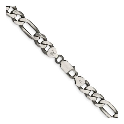 Sterling Silver 7.75mm Antiqued Figaro Chain – view 3