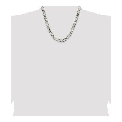 Sterling Silver 7.75mm Antiqued Figaro Chain – view 4