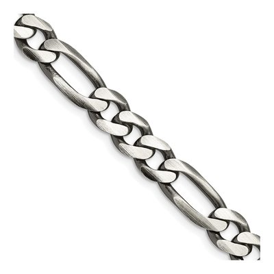 Sterling Silver 7.75mm Antiqued Figaro Chain