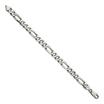 Sterling Silver 7.75mm Antiqued Figaro Chain Bracelet – view 2