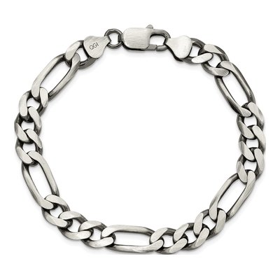 Sterling Silver 7.75mm Antiqued Figaro Chain Bracelet – view 3