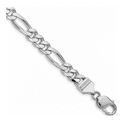 Sterling Silver 7.75mm Figaro Chain Bracelet
