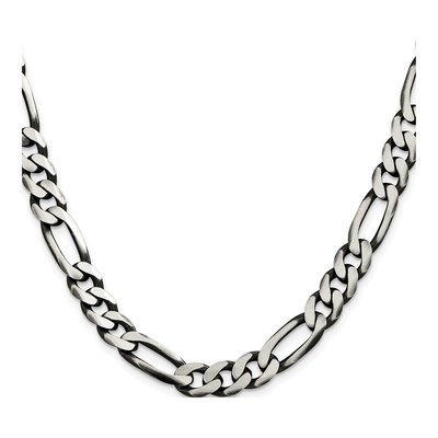 Sterling Silver 9mm Antiqued Figaro Chain – view 2